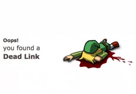 Oops! You found a dead link (Picture of a dead green elf)